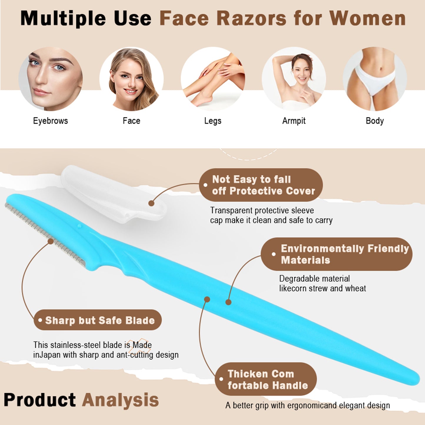 40-Piece Eyebrow Razor & Dermaplaning Tool Set(Colorful)