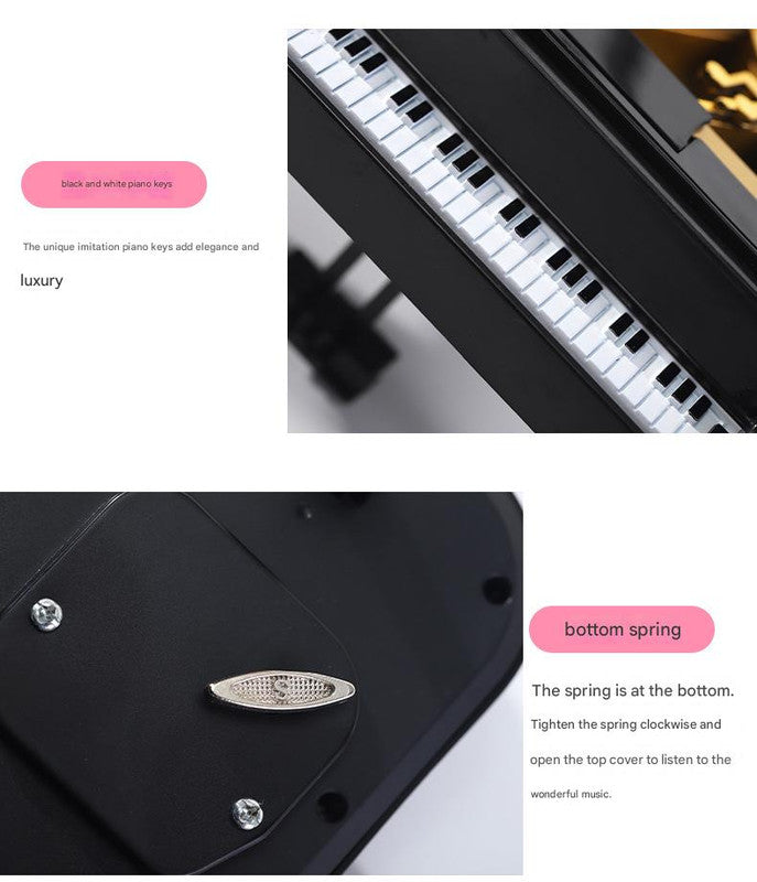 Classical Grand Piano Music Box with Dancing Ballerina(Dancing girl version - pink)