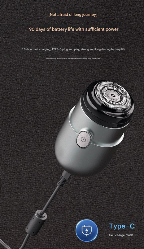 Mini Electric Rotary Shaver - IPX7 Waterproof, 2 Speed Modes, 90-Day Battery Life, USB Rechargeable(grey)