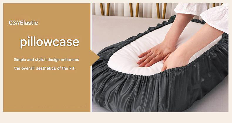 Beige Silky Satin Pillowcase Pair - Smooth for Hair & Skin, Elastic Fitted (46x70+16cm)