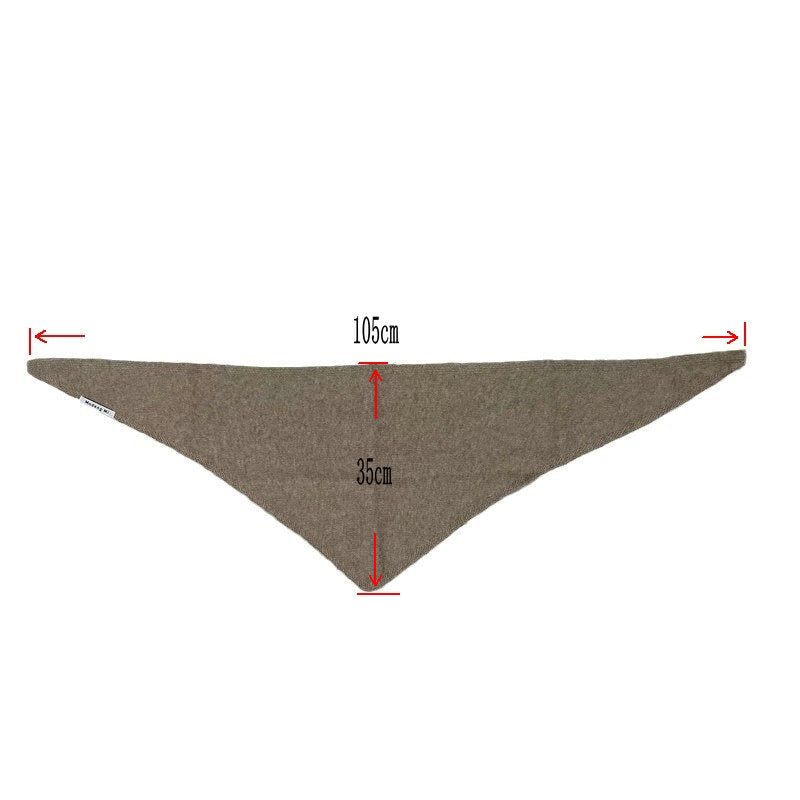Light Khaki Chic Wool Blend Knit Triangle Scarf - Versatile & Warm Fashion Accessory - 105 x 35cm