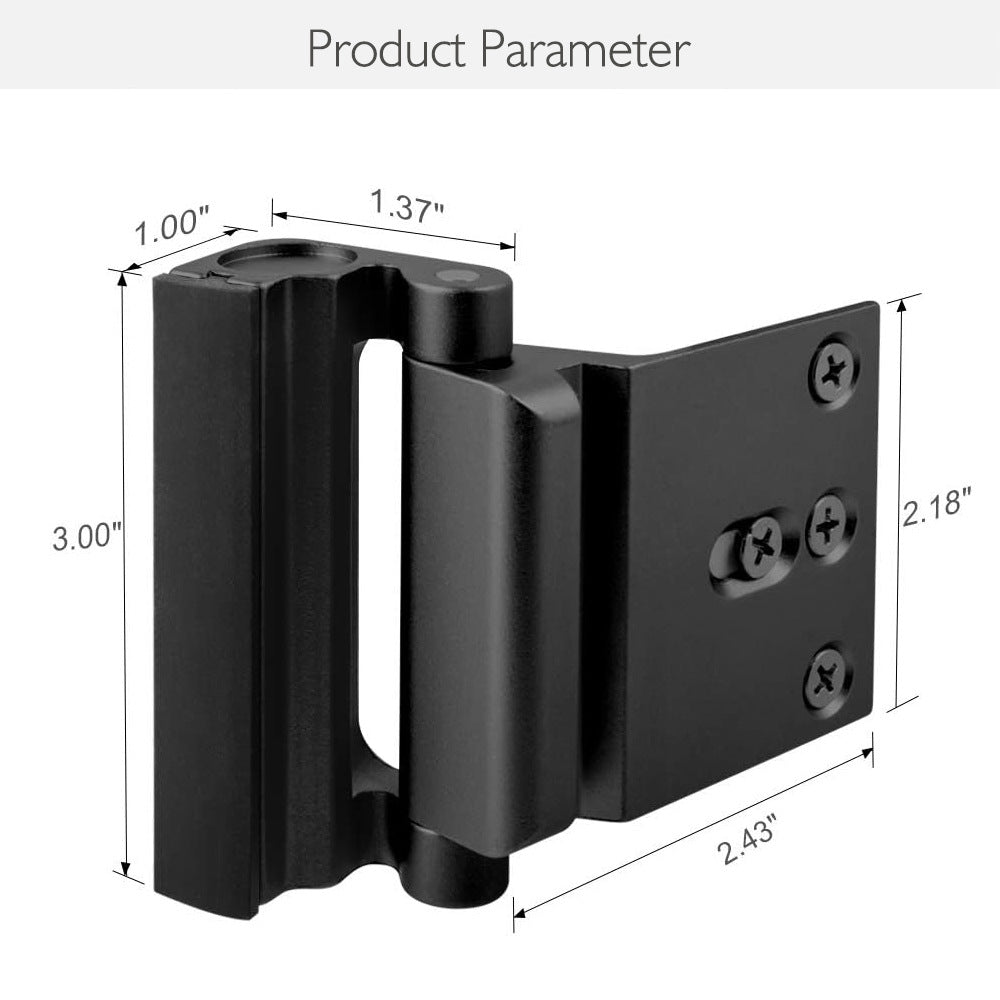 Black Heavy-Duty Hotel Style Security Door Lock - Childproof Door Reinforcement Latch for Home Safety