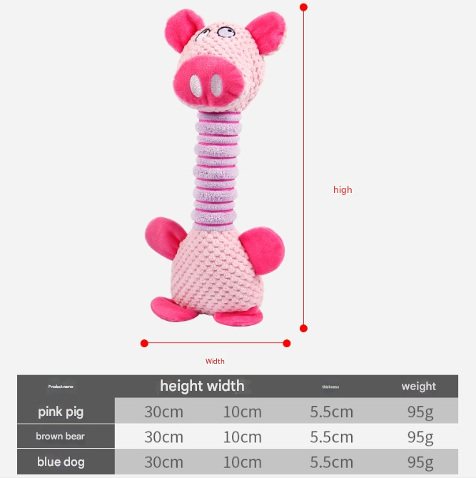 2-Piece Brown Long Neck Plush Dog Toy - Interactive Chew & Cuddle Toy for Puppies