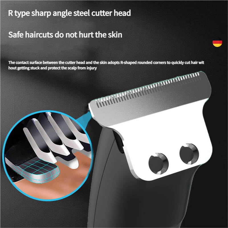 Professional Steel Hair Clipper - Low Noise Motor with 3 Guard Combs & Type-C Charging(blue)