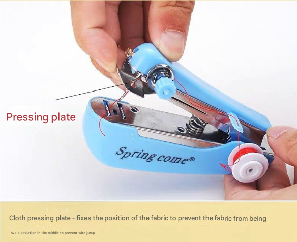 2 Pcs White Portable Mini Handheld Sewing Machine - Manual Stitching Tool for Quick Fabric Repairs