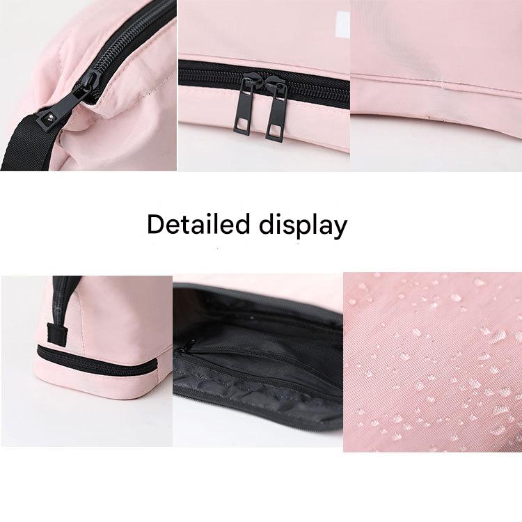 Grey Chic Dual-Compartment Makeup & Toiletry Bag - Large Capacity Travel Organizer with Brush Holder