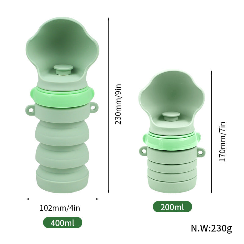 Pink Portable Collapsible Pet Water Bottle for Dogs Outdoor Travel Drinking Dispenser Silicone Pet Water Cup