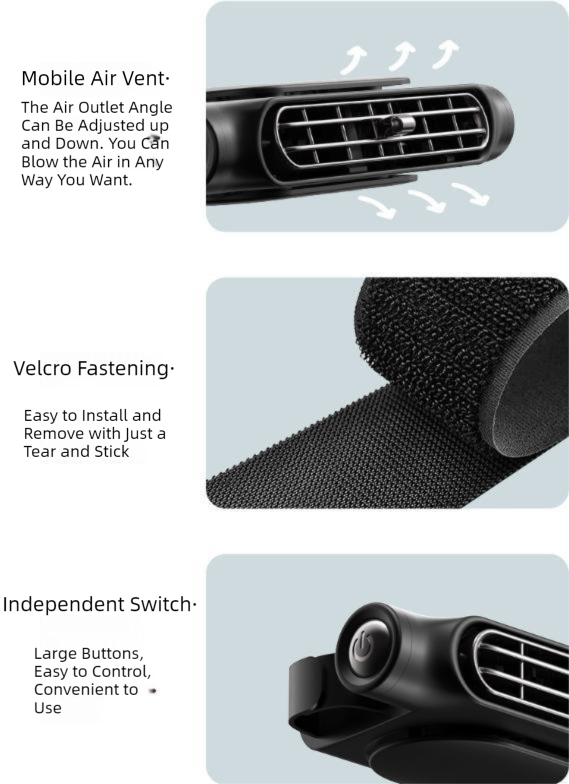Beige Car Seat Back Headrest Fan USB Powered Turbine Cooling Fan with 3 Adjustable Speeds