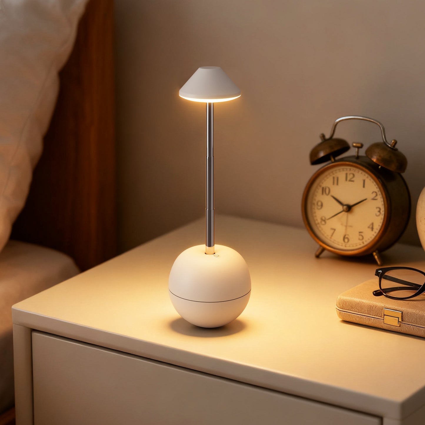Red Creative Tumbler LED Night Light - Rechargeable RGB Desk Lamp with Remote Control - Height Adjustable, Brightness Adjustable, Bedside Ambient Light