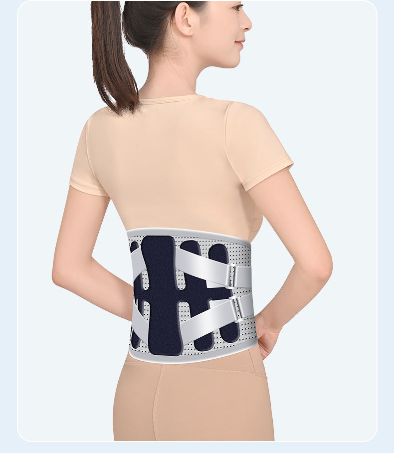 Size M Grey Wide Breathable Lumbar Support Belt – Adjustable Back Brace for Pain Relief & Posture Correction