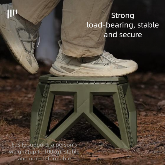 Blue Portable Folding Stool - Compact Lightweight Plastic Step Stool for Camping, Fishing, Kids, and Home Use