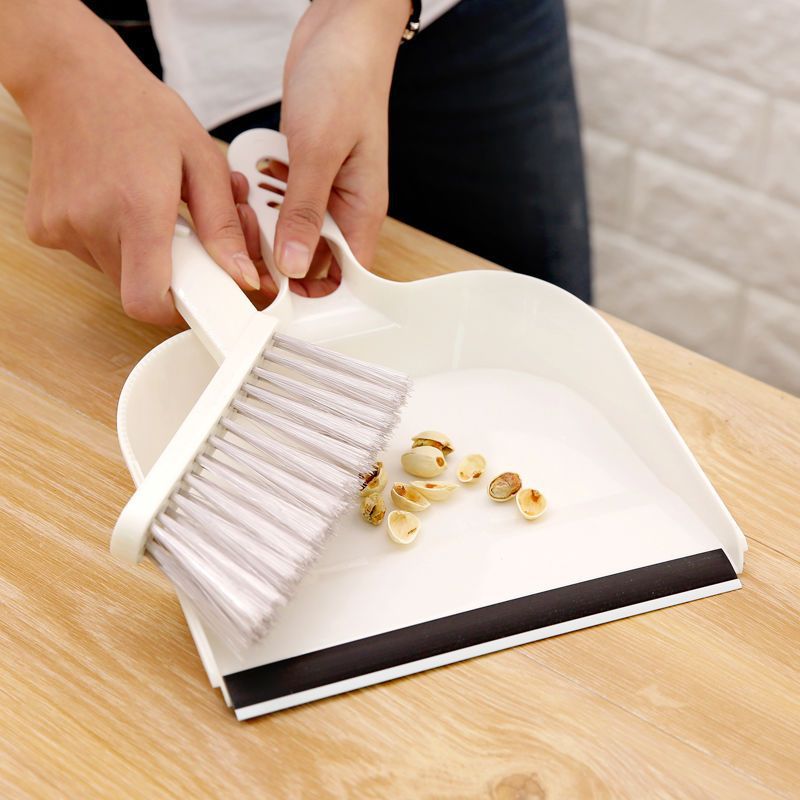 Pink Mini Dustpan and Brush Set Handheld Sweeping Broom with Rubber Lip for Desktop Kitchen Car and Camping Cleaning