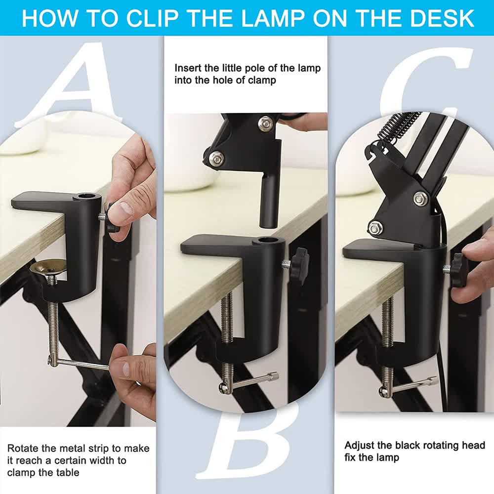 2-in-1 White LED Magnifier Desk Lamp With Clip - Hands-Free, Dimmable 3-Color Light for Crafts & Workbench