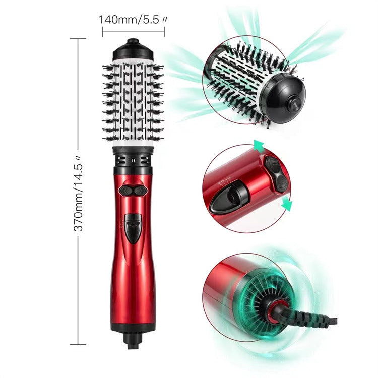2-in-1 Pink Automatic Rotating Hot Air Styler(38/50mm Curling Barrel) - Multifunctional Hair Dryer Brush, Straightener & Curler with 3 Heat Settings and 360° Bi-directional Rotation