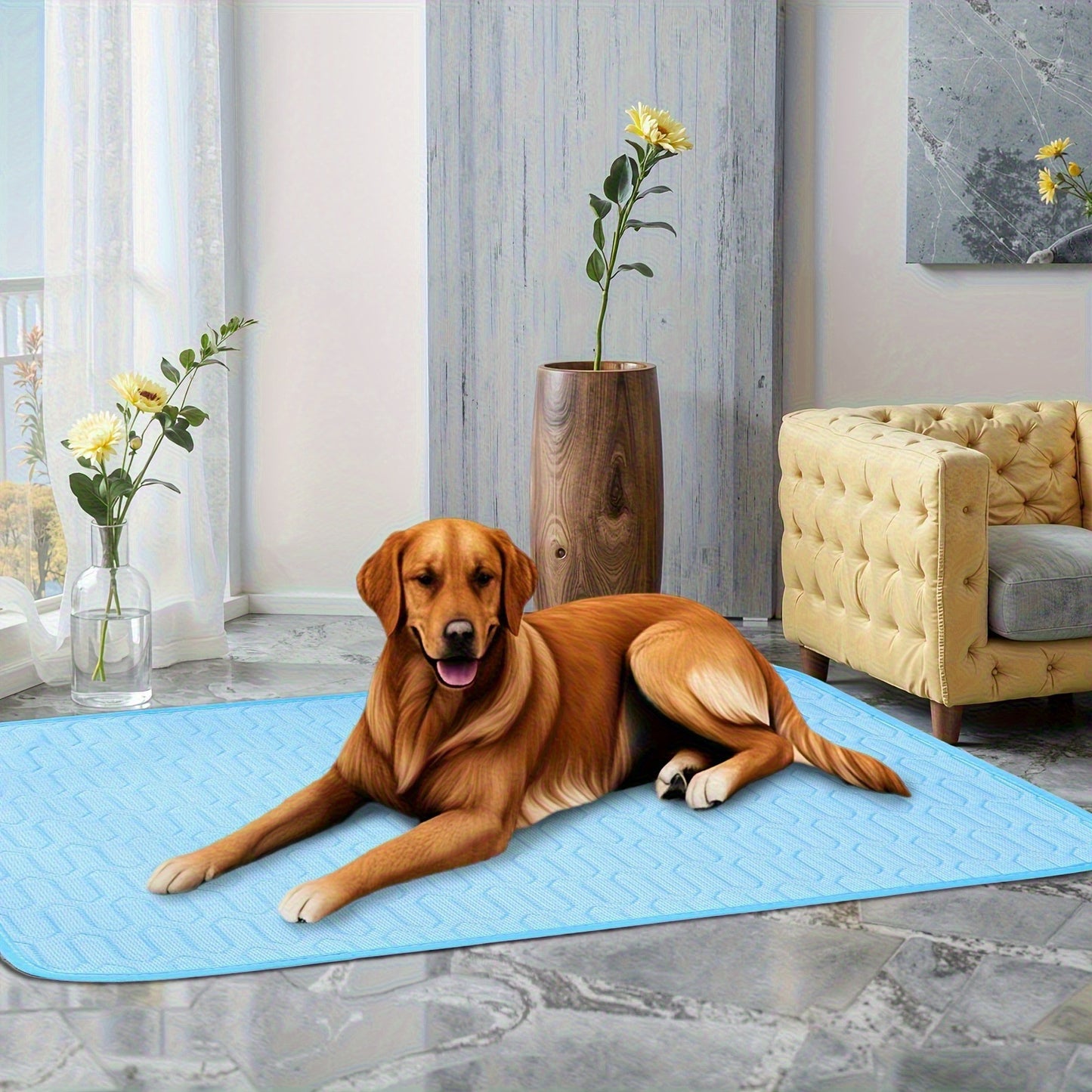 Grey Pet Summer Ice Silk Cooling Mat - Breathable Latex Sleep Pad for Dogs & Cats (40*30cm)