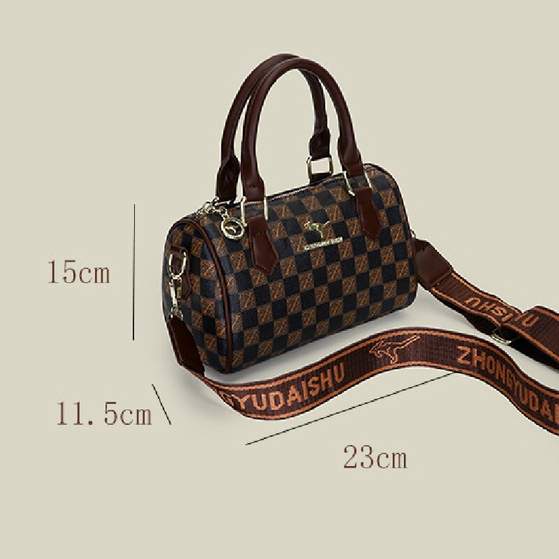 Black bear Stylish PU Leather Boston Bag - Elegant Retro Single Shoulder Crossbody Handbag for Women