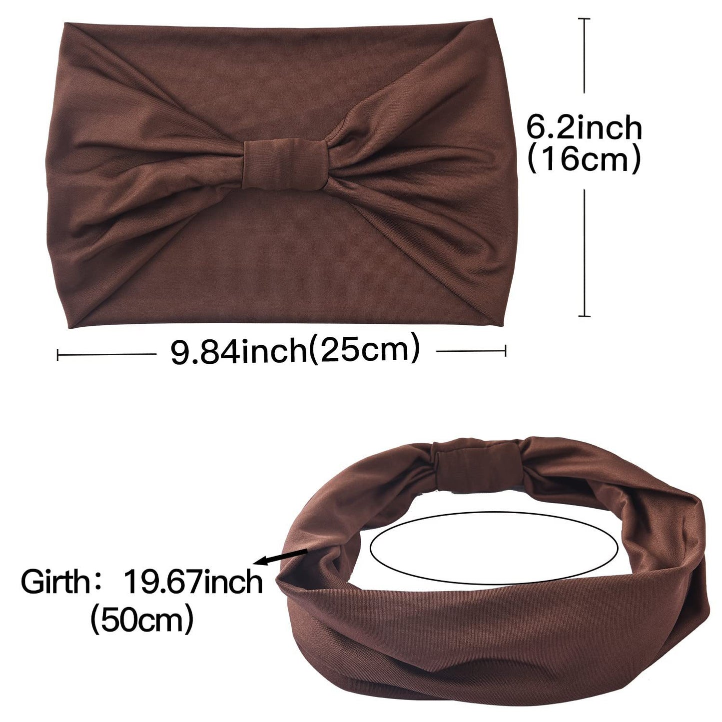 5-PCS White Women's Extra Wide Turban Headband - Elastic Yoga & Sports Hair Wrap