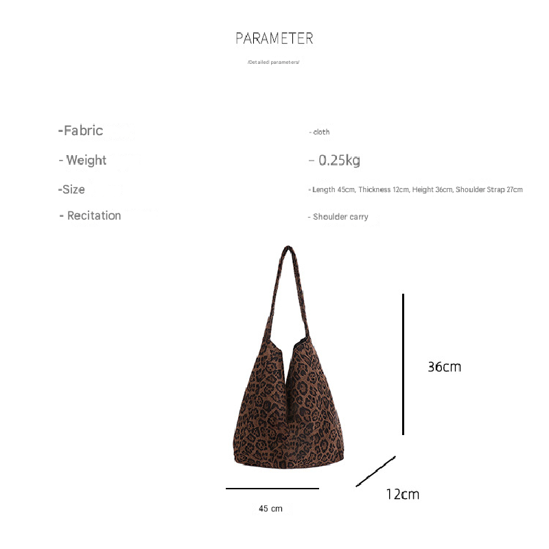 Pink leopard print New Design Women's Shoulder Bag - Felt Fabric Tote Bag, Trendy Minimalist Style