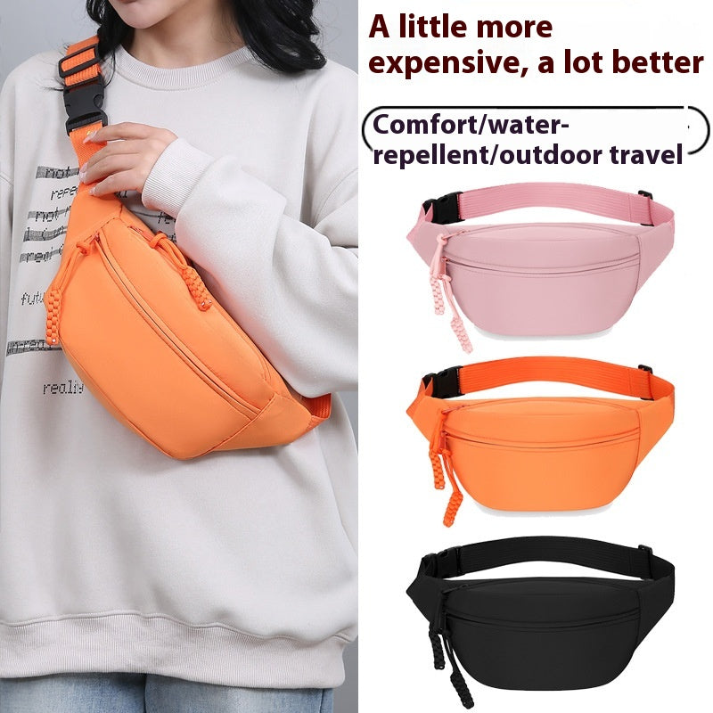 Pink Women's Fashion Crossbody Sling Bag Large Capacity Casual Shoulder Bag Waterproof Nylon Waist Pack for Travel Sports(Style One)