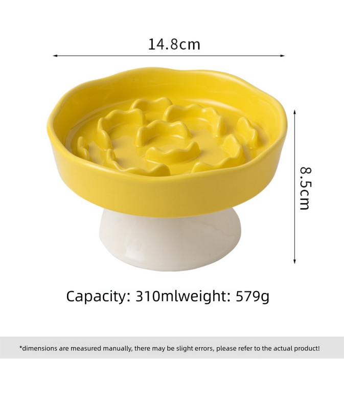 Pink Ceramic Elevated Slow Feeder Bowl Raised Pet Dish 310ml Anti-Vomit Puzzle Design for Cats and Small Dogs Healthy Digestion Sturdy Base