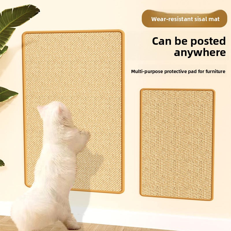 3-PCS Self-Adhesive Sisal Cat Scratching Mat Vertical Wall Mounted Scratcher Board for Furniture Protection(20cm*40cm)
