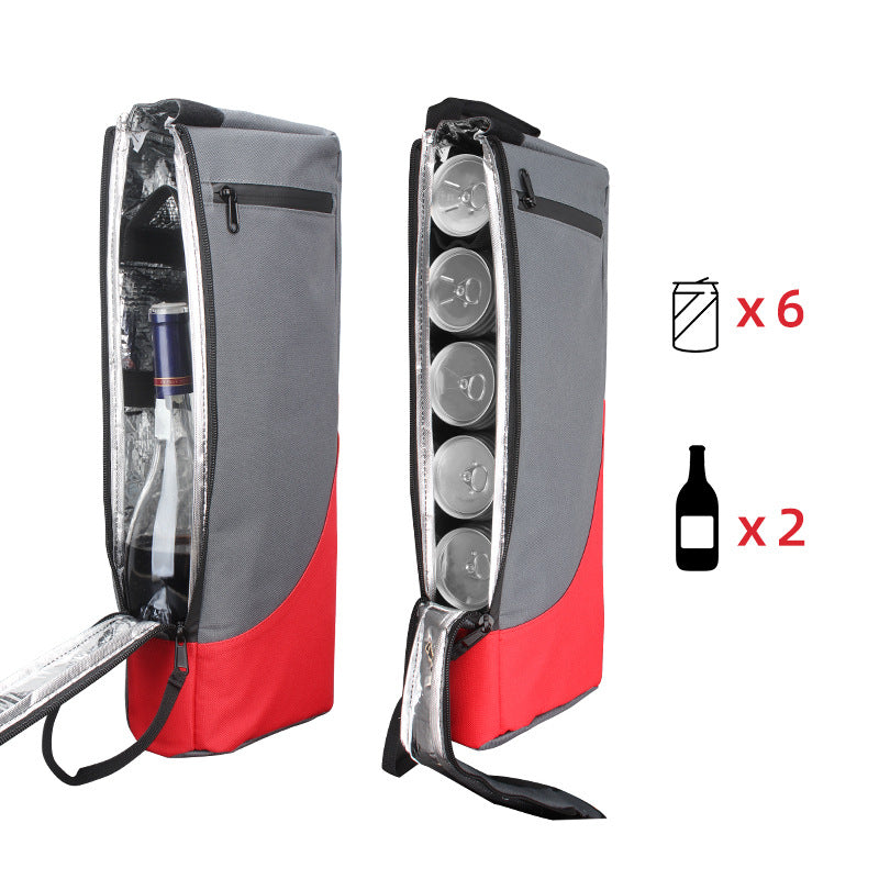 Black and Grey Insulated Golf Cooler Bag Portable Thermal Carrier Holds 6 Cans or 2 Wine Bottles with Shoulder Strap for Australian Golf Course and BBQ
