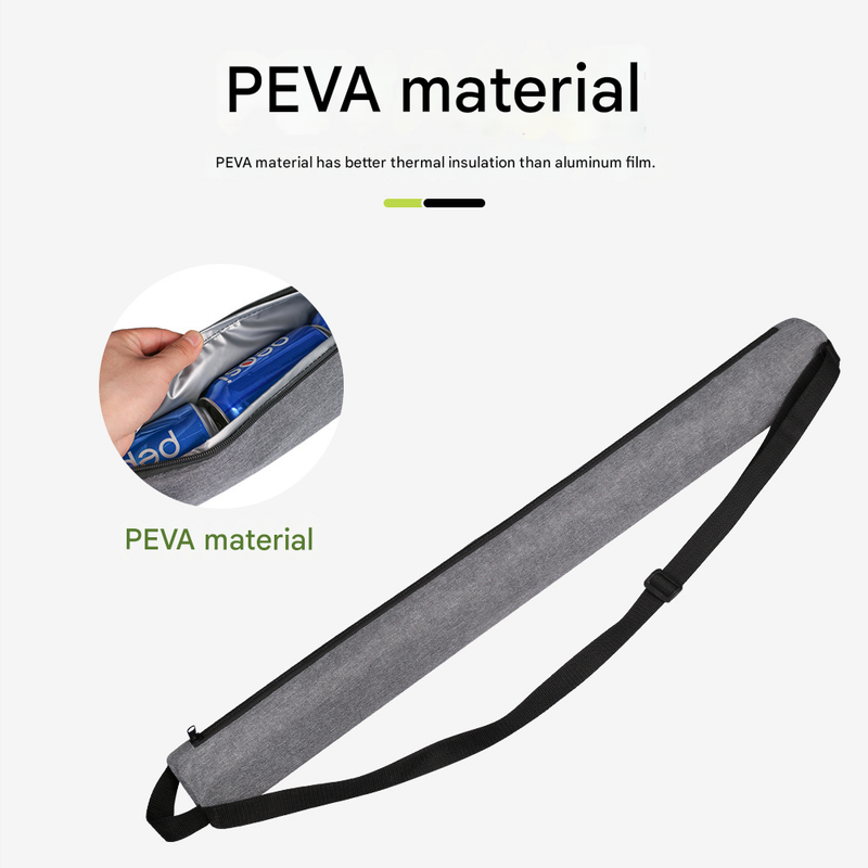 Grey Insulated Golf Beer Cooler Bag Cylindrical Tube Design with PEVA Lining 83cm Portable Crossbody Shoulder Strap for Australian Golf and BBQs