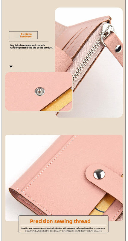 Women's Small Wallet PU Leather Card Holder with Zipper Coin Pocket - Black Short Purse with 9 Card Slots & ID Window - Compact Bifold Design for Ladies