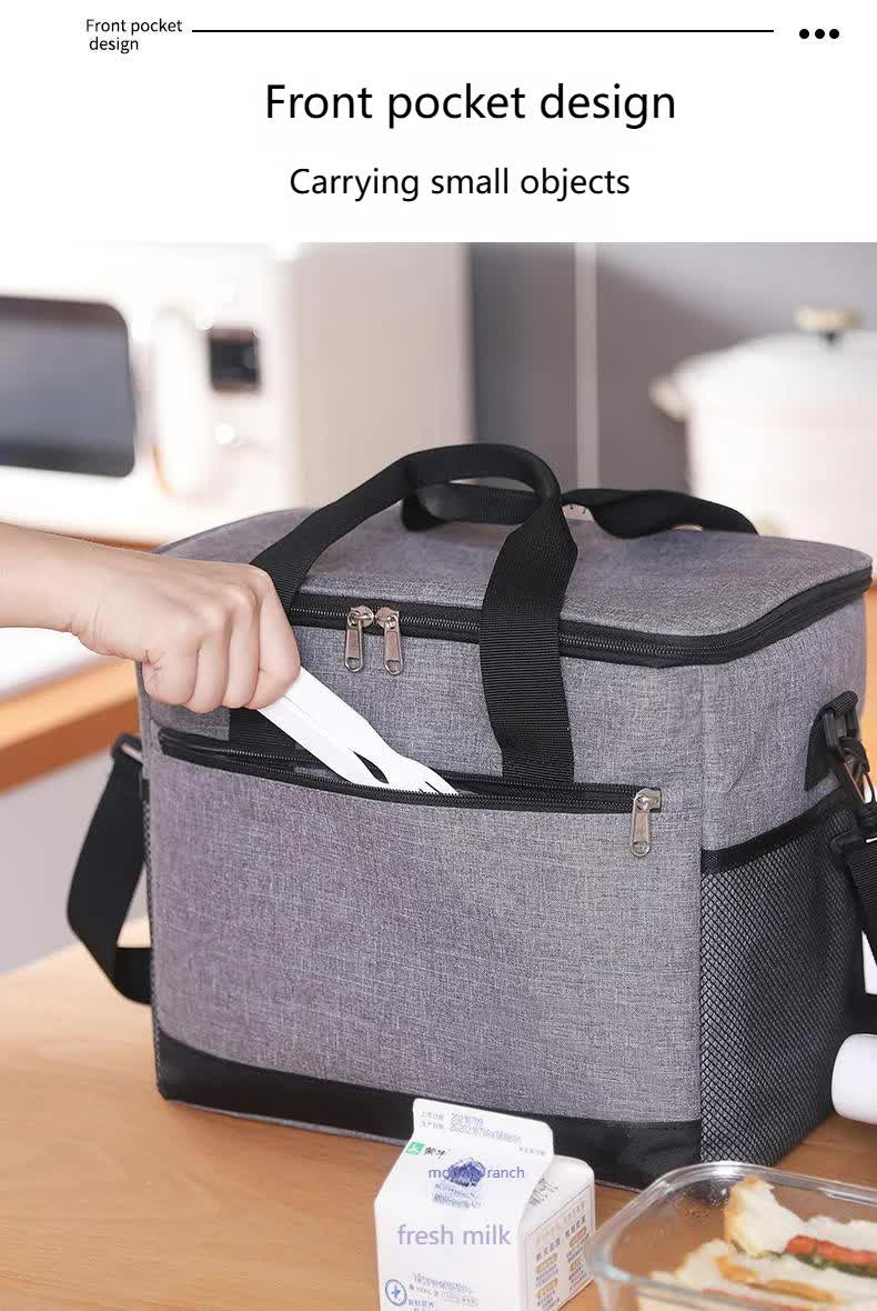 Large 30L Insulated Cooler Bag - Leakproof Thermal Lunch Tote with Shoulder Strap - Heavy Duty Beige Picnic Box for Beach, Camping & Work