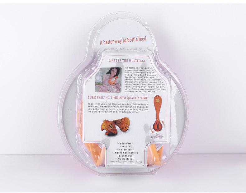 Hands-Free Baby Bottle Holder - Shoulder Mounted Feeding Aid for Parents - Anti-Slip & Adjustable Design - Fits Most Standard Bottles - Orange