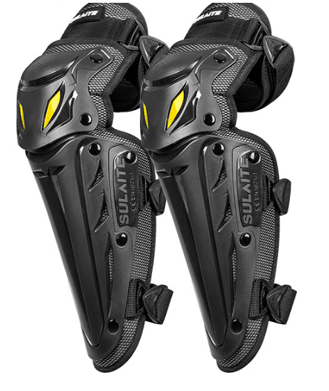 SULAITE CE Level 1 Certified Motorcycle Knee Pads Long Shin Guards Silver Hard Shell Armour Quick Release Adjustable for Motocross Dirt Bike