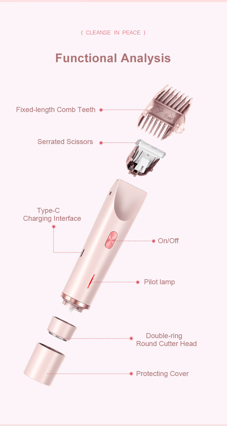 2-in-1 Electric Lady Shaver & Bikini Trimmer Dual Head Waterproof Wet & Dry Body Hair Remover Cordless Razor for Face Legs Underarms Blue