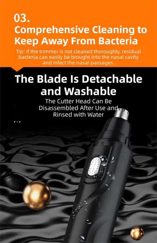 CX-D11 Black Electric Nose Hair Trimmer(12x2.5CM) - High-Speed 360° Rotating Blade, Painless Ear and Nose Hair Groomer with USB Charging