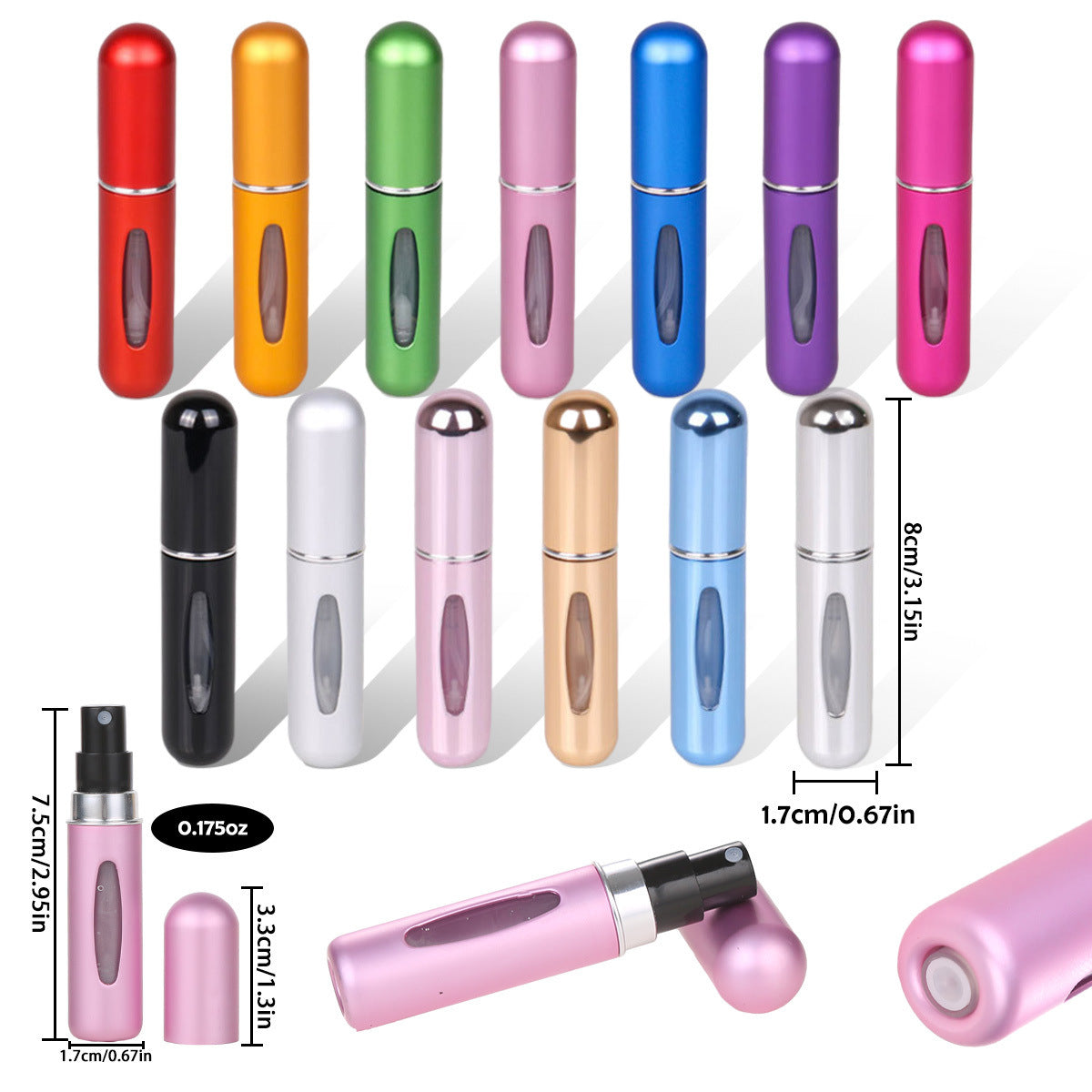 4PCS Pink Portable Perfume Atomizer Bottle(5ML) - Refillable Travel Scent Pump Case, Leak-Proof Aluminum Spray Atomizer