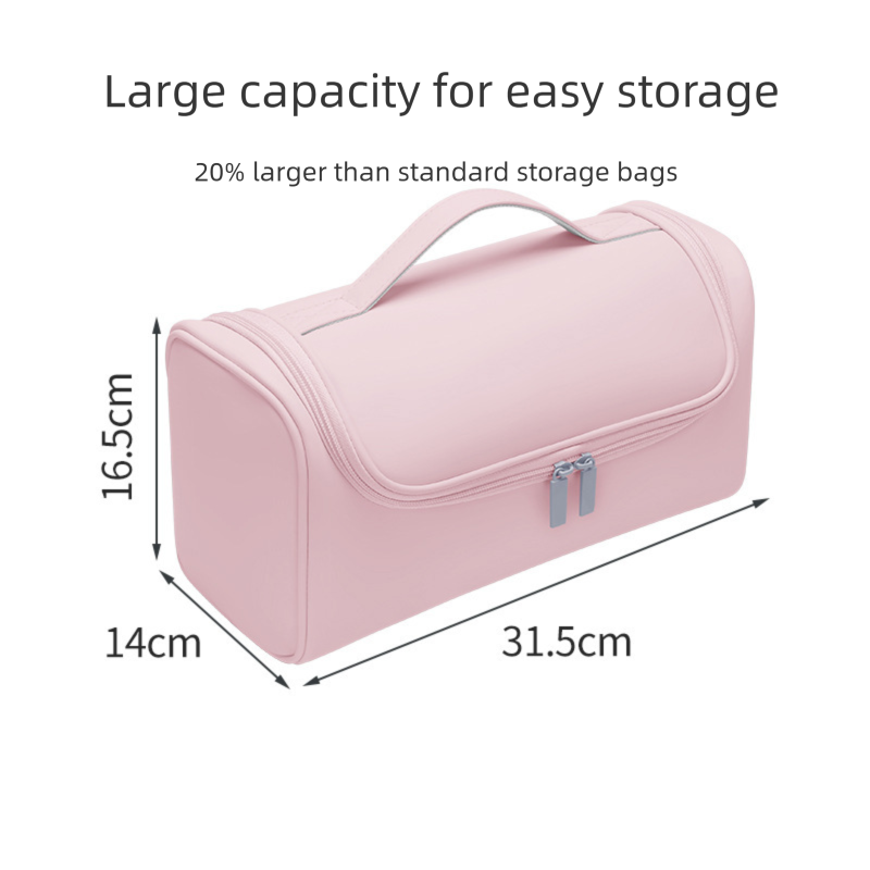Grey Portable Hair Dryer and Curler Storage Bag Waterproof PU Leather Travel Case with Hanging Hook for Local Professionals and Modern Lifestyles