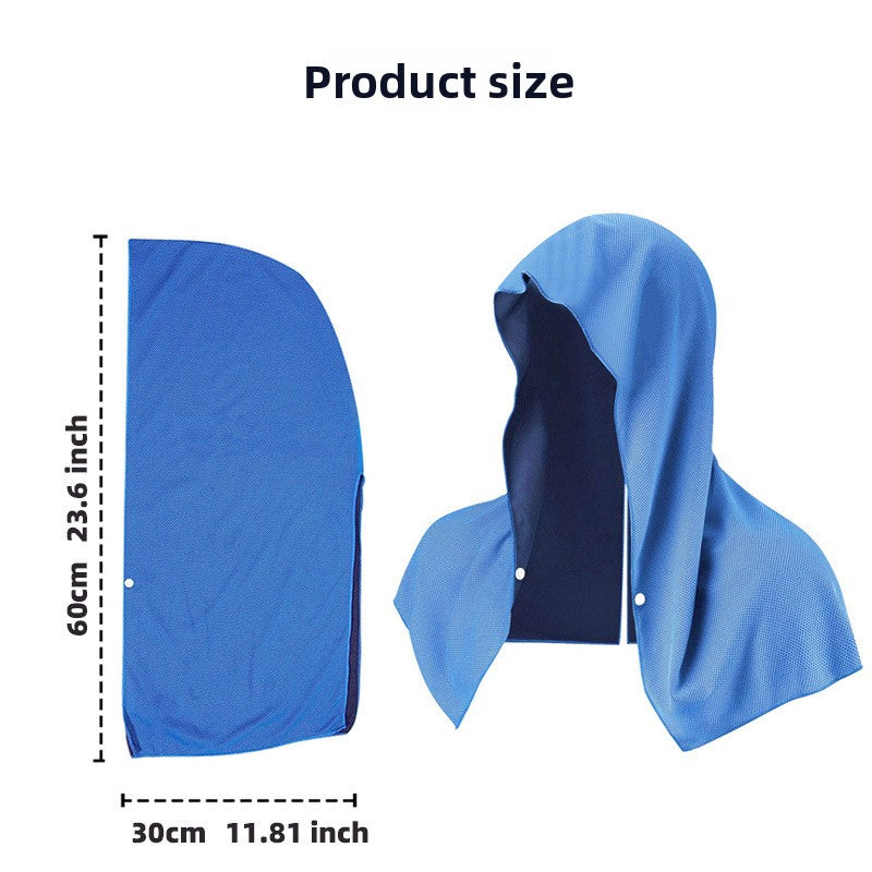Light Blue Football Instant Cooling Hooded Towel U-Shaped Sun Protection Quick Dry Scarf with Carabiner Pouch for Local Outdoor Sports and Gym Workouts