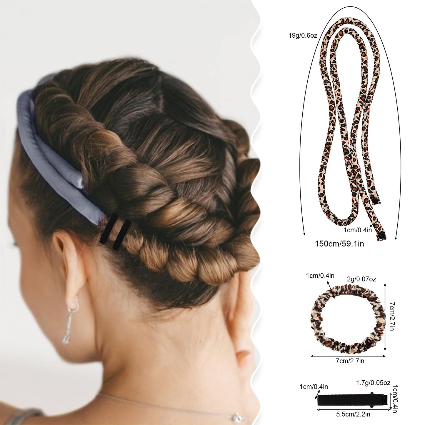 2-PCS White Heatless Hair Curler Set Extra Long Overnight Soft Ribbon for Natural Big Waves Damage-Free Professional Home Styling Solution for Local Women