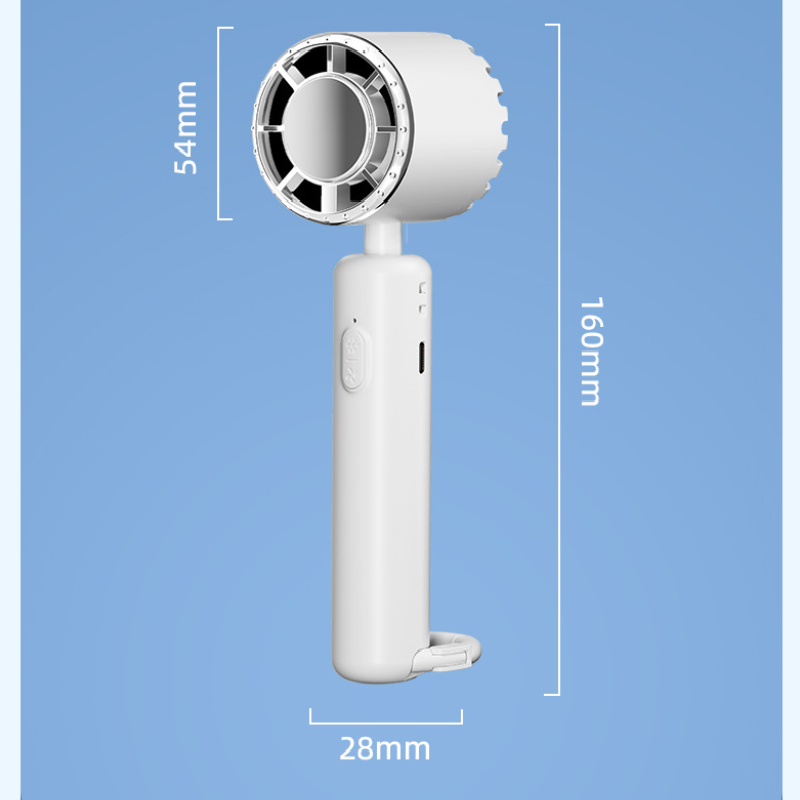 White Portable Ice Cooling Handheld Fan USB Rechargeable 2000mAh Silent Battery Fan for Office and Outdoor Use Personal Cooling Solution for Local Professionals