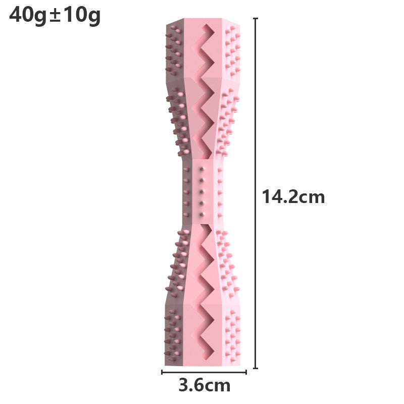 2-Pack Pink Hexagonal Pet Chew Toy – Durable Rubber Dog & Cat Teething Stick for Dental Care, Biting Relief and Mental Stimulation