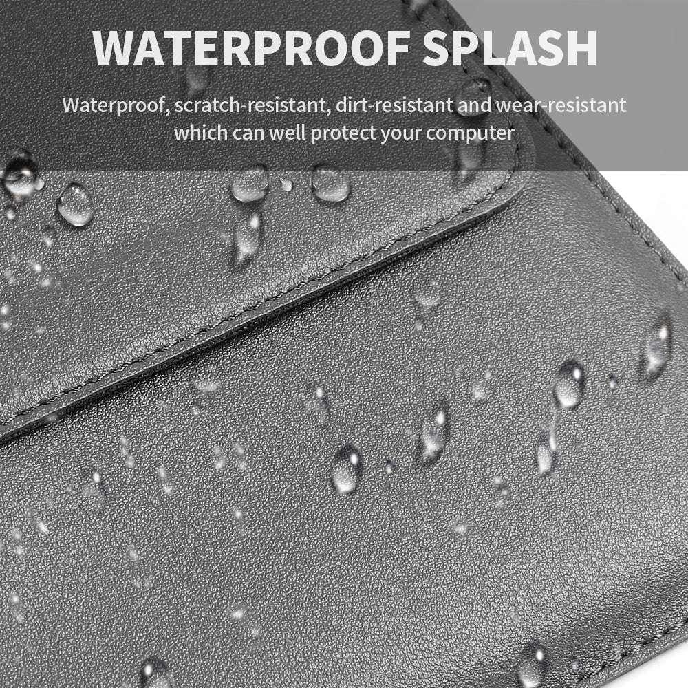 Dark green 3-in-1 Laptop Sleeve with Built-In Stand & Wrist Rest – Waterproof PU Protective Case for 15/16 Inch Laptops, Portable and Ergonomic Design