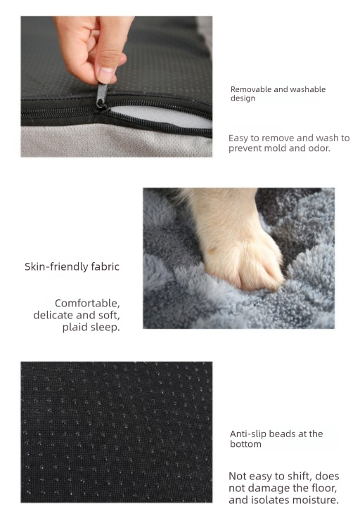 Thickened Soft Pet Bed Mat L Size Grey Comfortable Large Dog Sleeping Pad Washable Cushion for Big Dogs and Cats All Season Use