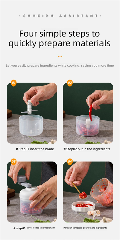 Manual Mini Garlic Chopper & Food Processor 100ml Portable 3-Speed Hand-Crank Mincer – Green Edition