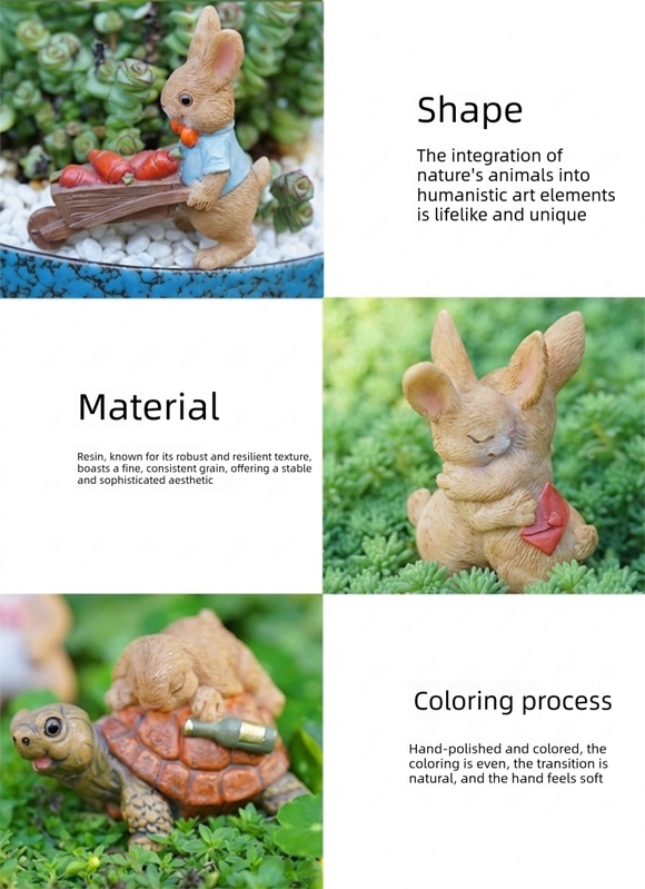 Garden Style "Explorer Bunny" Succulent Planter Decoration – Cute Rabbit Animal Figurine Resin Craft for Balcony and Pot Plant