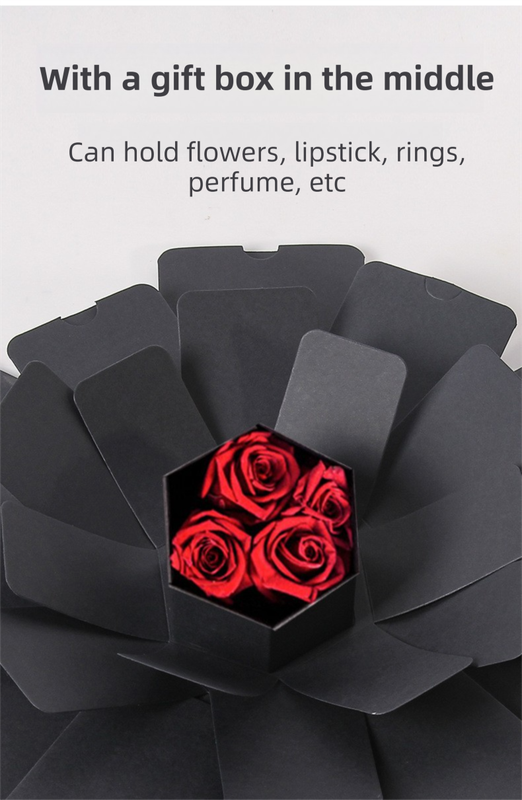 Red Hexagon 4-Layer 12-Pocket Explosion Gift Box(DIY) - Creative Handmade Photo Album & Scrapbook for Anniversaries & Birthdays