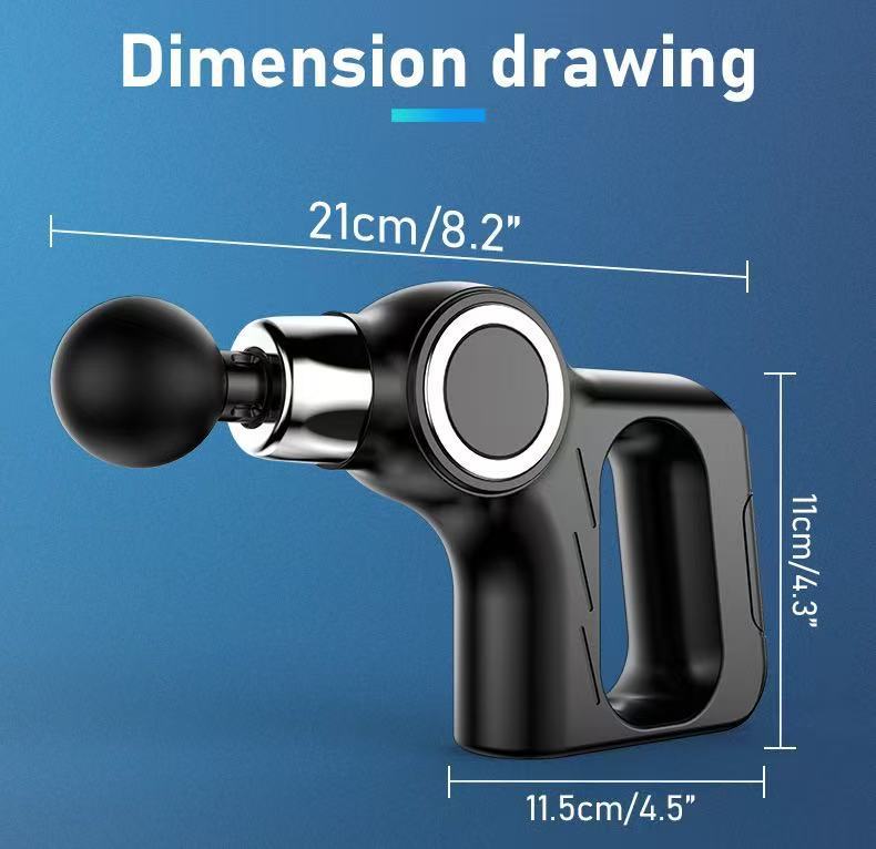 Mint Portable Mini Triangle Massage Gun with 6 Heads & 6 Speed Setting - High Frequency Muscle Stimulator for Professional Fitness (LCD Model)