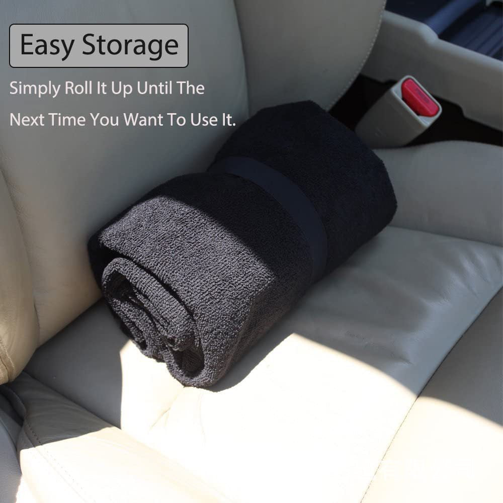 Beige Waterproof Towel Car Single Seat Cover - Universal Non-Slip Sweat-Absorbent Bucket Seat Protector for Gym Fitness and Beach