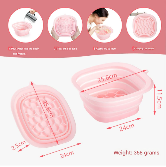Rose Red Collapsible Silicone Face Ice Basin | Portable Cold Therapy and Beauty Tool | Multi-Use Facial Spa