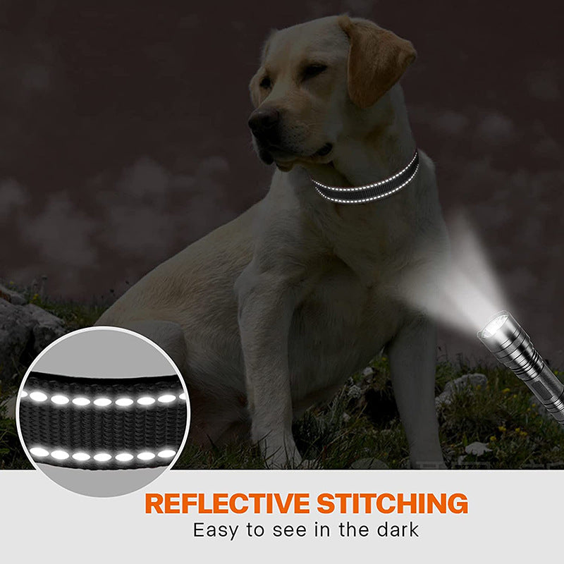 Red 5pcs Tactical Reflective Dog Collar with Quick-Release Safety Lock | Neoprene Padded Nylon | GPS Tracker Pouch Compatible