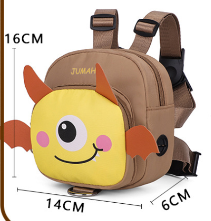 Dark Green Cute Cartoon Monster Pet Backpack | Small Dog Self-Wearing Snack Bag | Adjustable Harness with Leash Attachment and Waste Bag Dispenser