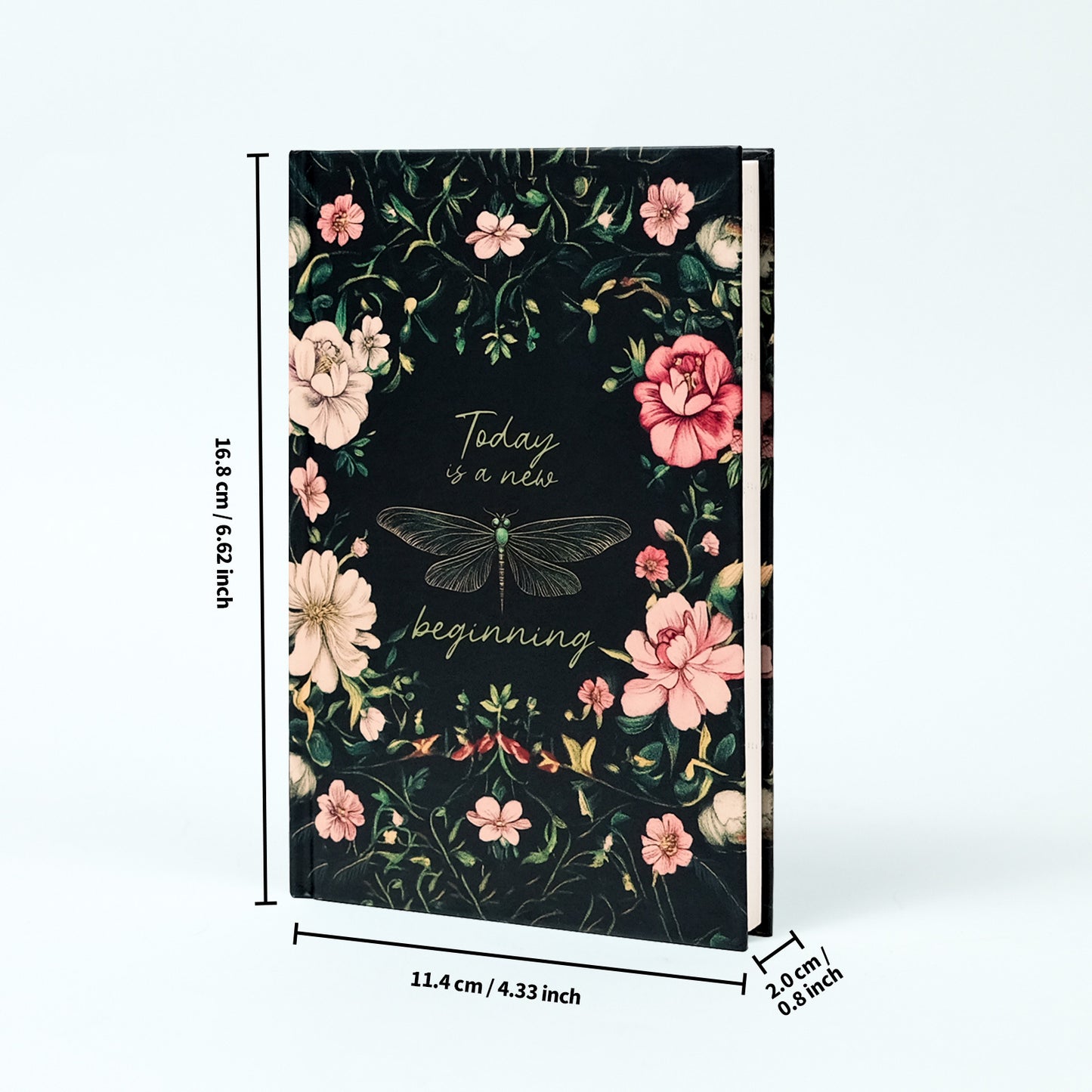 2PCS Elegant Vintage Floral Hardcover Notebook | Today is a New Beginning Dragonfly Journal | Creative A6 Portable Planner